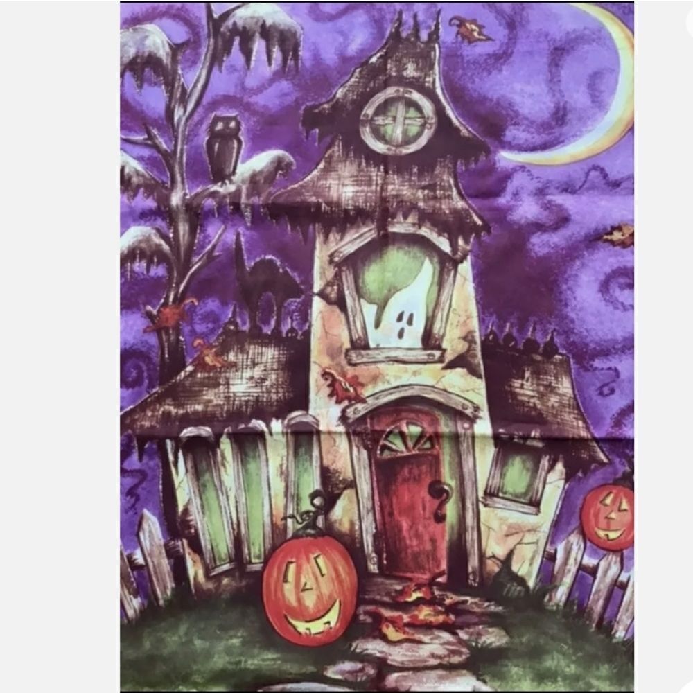 Halloween Garden Flag Trick or Treat 38” x 25” Scary Haunted House Ghost